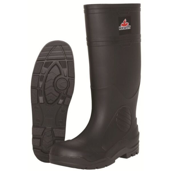 16" BLACK PVC W/ POLYESTER LINER 100% WATERPROOF BOOTS PLAIN TOE
