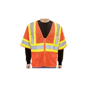 6 POCKET SURVEYOR VEST WITH SLEEVES CLASS 3 ORANGE