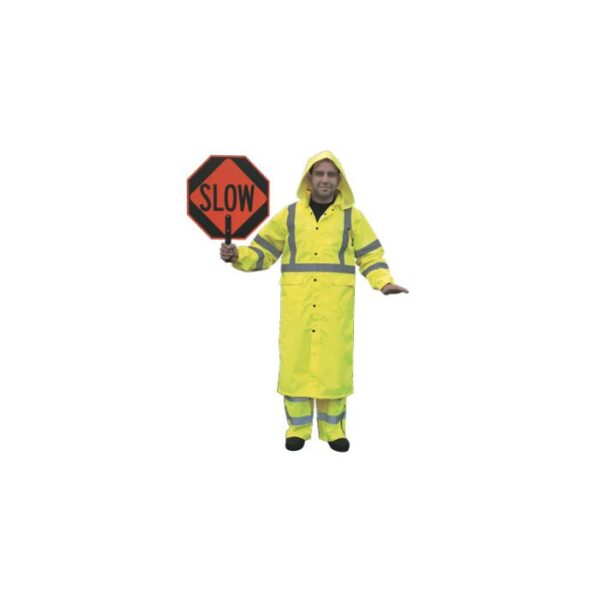 CLASS 3 HI-VIZ YELLOW KNEE-LENGTH RAIN COAT