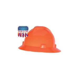 MSA® V-GARD® FULL BRIM HI-VIZ ORANGE HARD HAT WITH FAS-TRAC III SUSPENSION