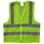 Vest, 100% polyester lime mesh with high visibility reflective tape in width of 5cm