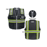 BLACK ENHANCED HI-VIZ SURVEYORS SAFETY VEST