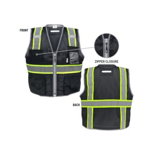 BLACK ENHANCED HI-VIZ SURVEYORS SAFETY VEST