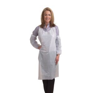 WHITE APRON, POLYETHYLENE APRON