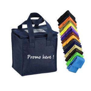 Nonwoven Insulated Tote Bag with Zipper Closure & Clear PVC Pocket on Top