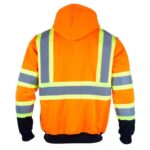 High Visibility ANSI Class 3 Reflective Safety Fleece Sweatshirt Hoodie for Men with Detachable Hood