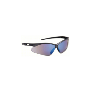 RITZ RAZOR SAFETY GLASSES, BLUE MIRROR LENS WITH BLACK FRAME AND CORD