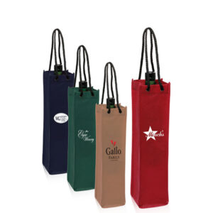 1 Bottle Non-woven Reusable Wine Bag with Rope Handle