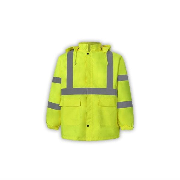 CLASS 3 WATER REPELLENT HIGH VIZ YELLOW RAIN JACKET