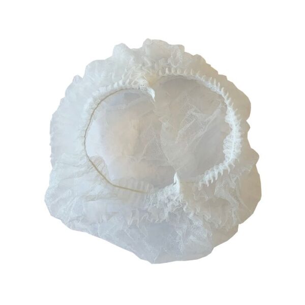21" PLEATED WHITE BOUFFANT CAP