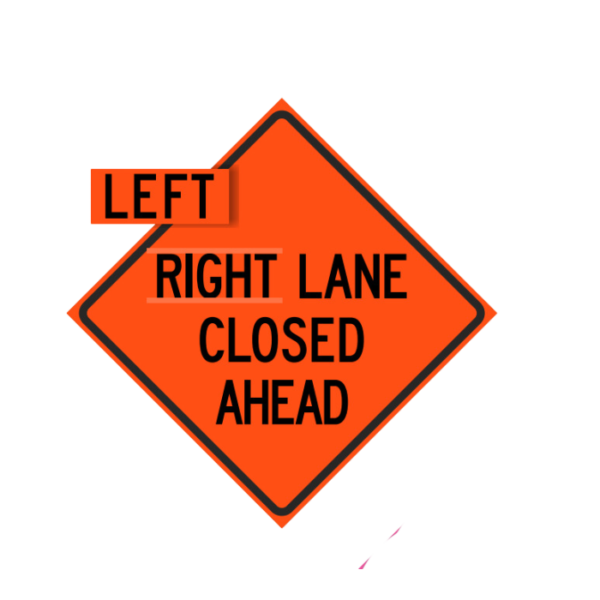 OVERLAY NON-REFLECTIVE - ORANGE LEFT LANE SIGN